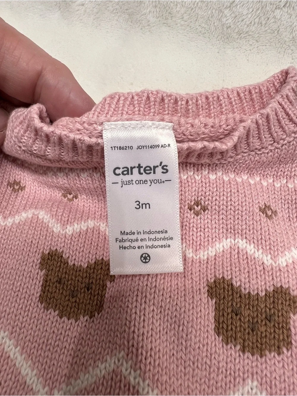 Carter’s Baby Knit Two-Piece Set in Dusty Pink with Brown Bears